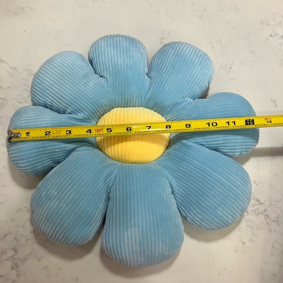 Blue Flower Pillow with Yellow Center - Picture 3 of 4